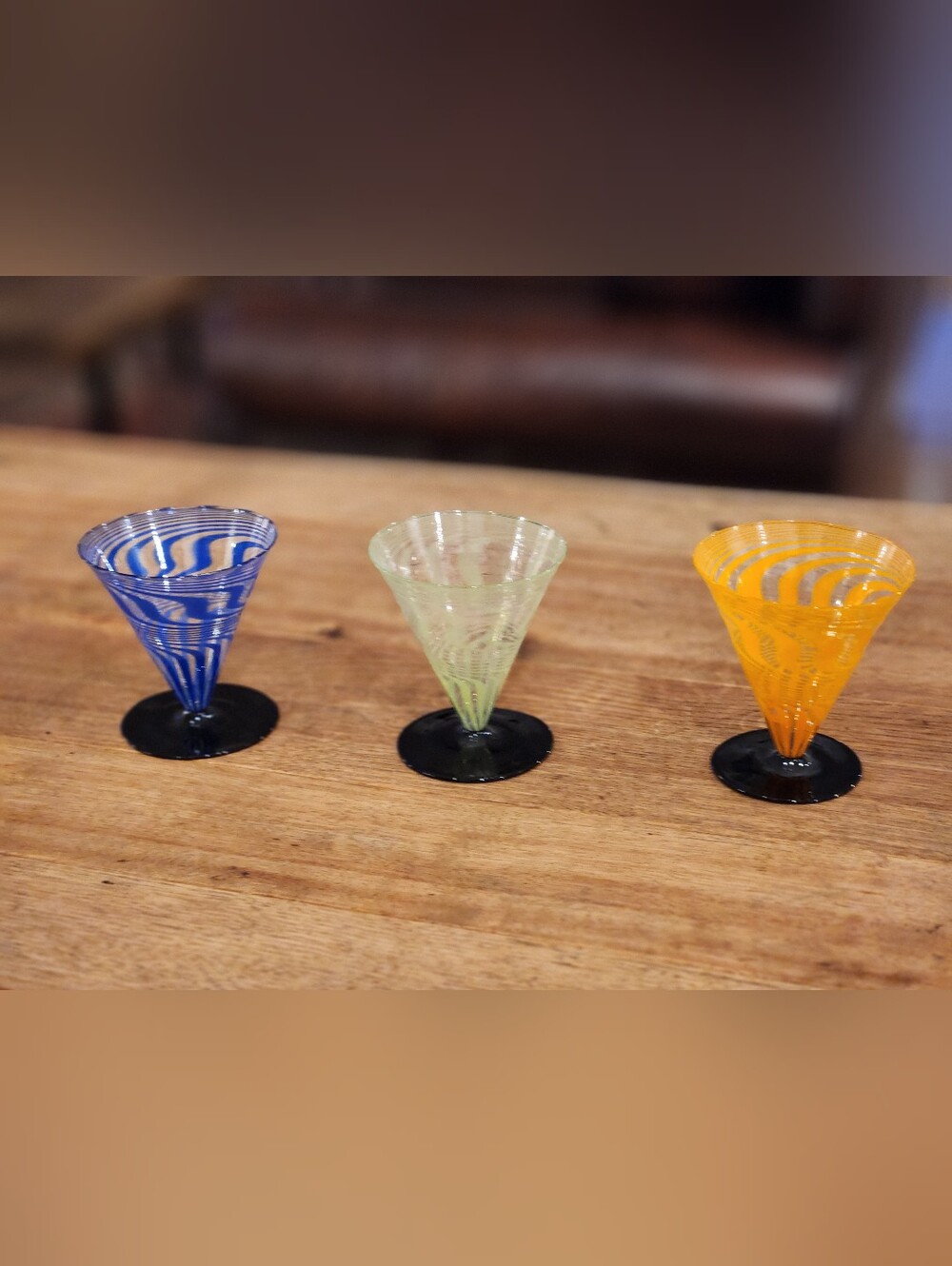 1920's Bimini Austrian Art Deco Feather Weight Cordial /martini Glasses *RARE***